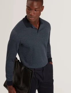 Micro Geo Jacquard Long Sleeve Polo