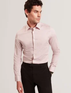 Micro Geo Print Long Sleeve Slim Shirt