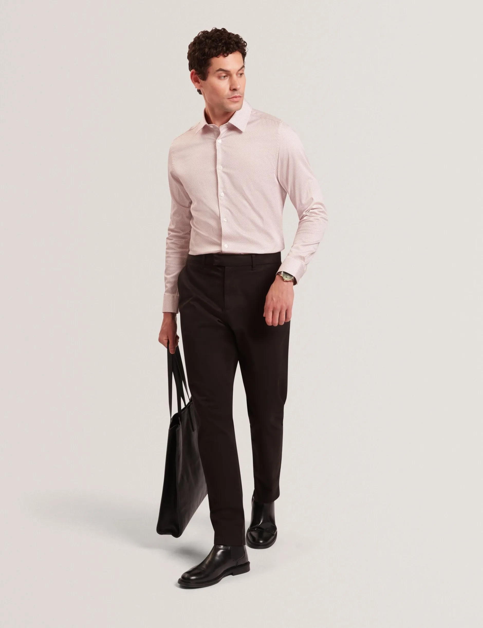 Micro Geo Print Long Sleeve Slim Shirt