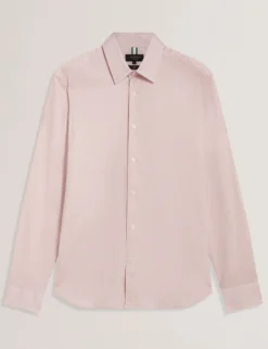 Micro Geo Print Long Sleeve Slim Shirt