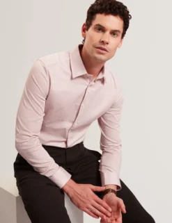 Micro Geo Print Long Sleeve Slim Shirt