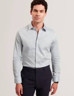 Micro Geo Print Long Sleeve Slim Shirt