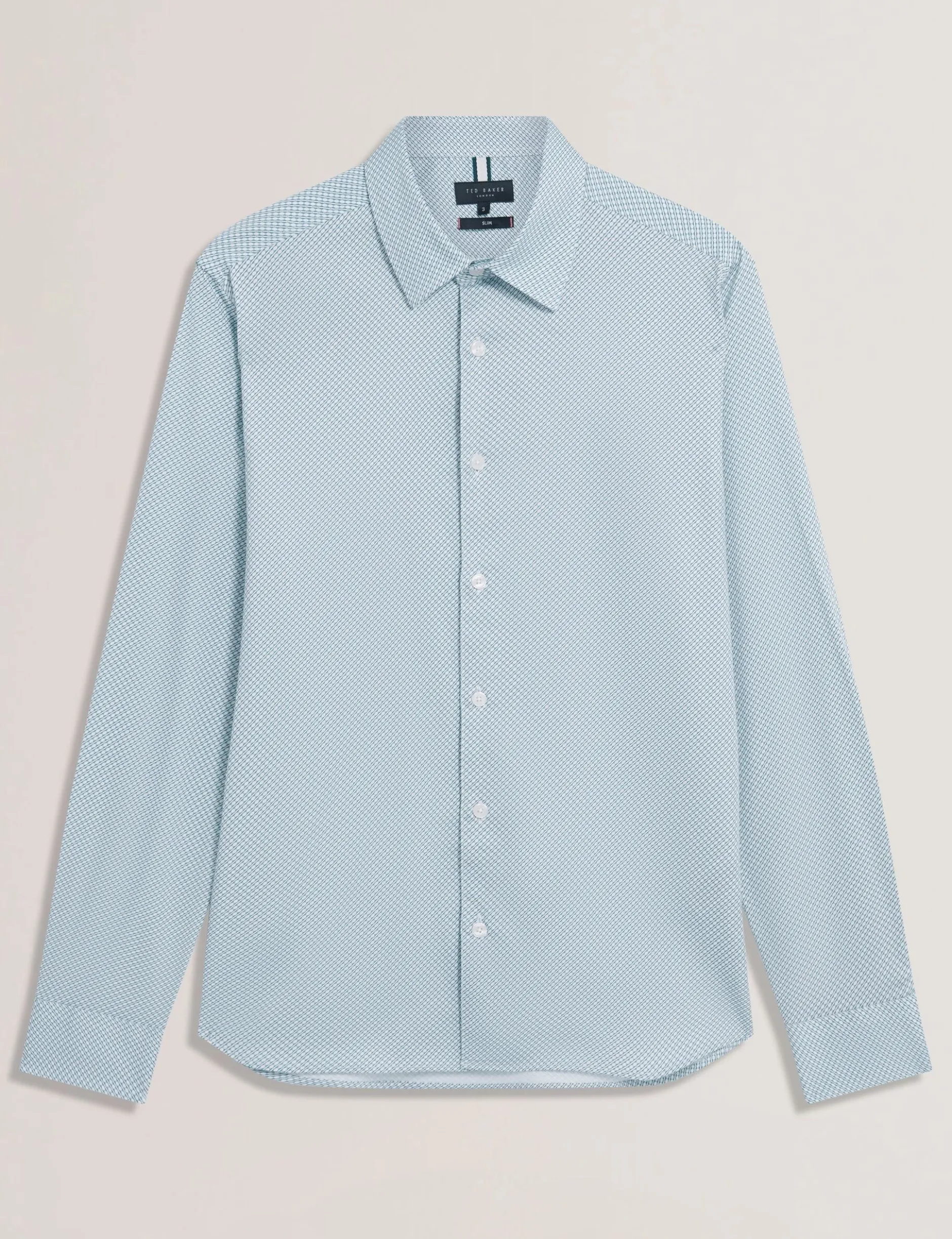Micro Geo Print Long Sleeve Slim Shirt