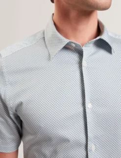 Micro Geo Print Slim Short Sleeve Shirt