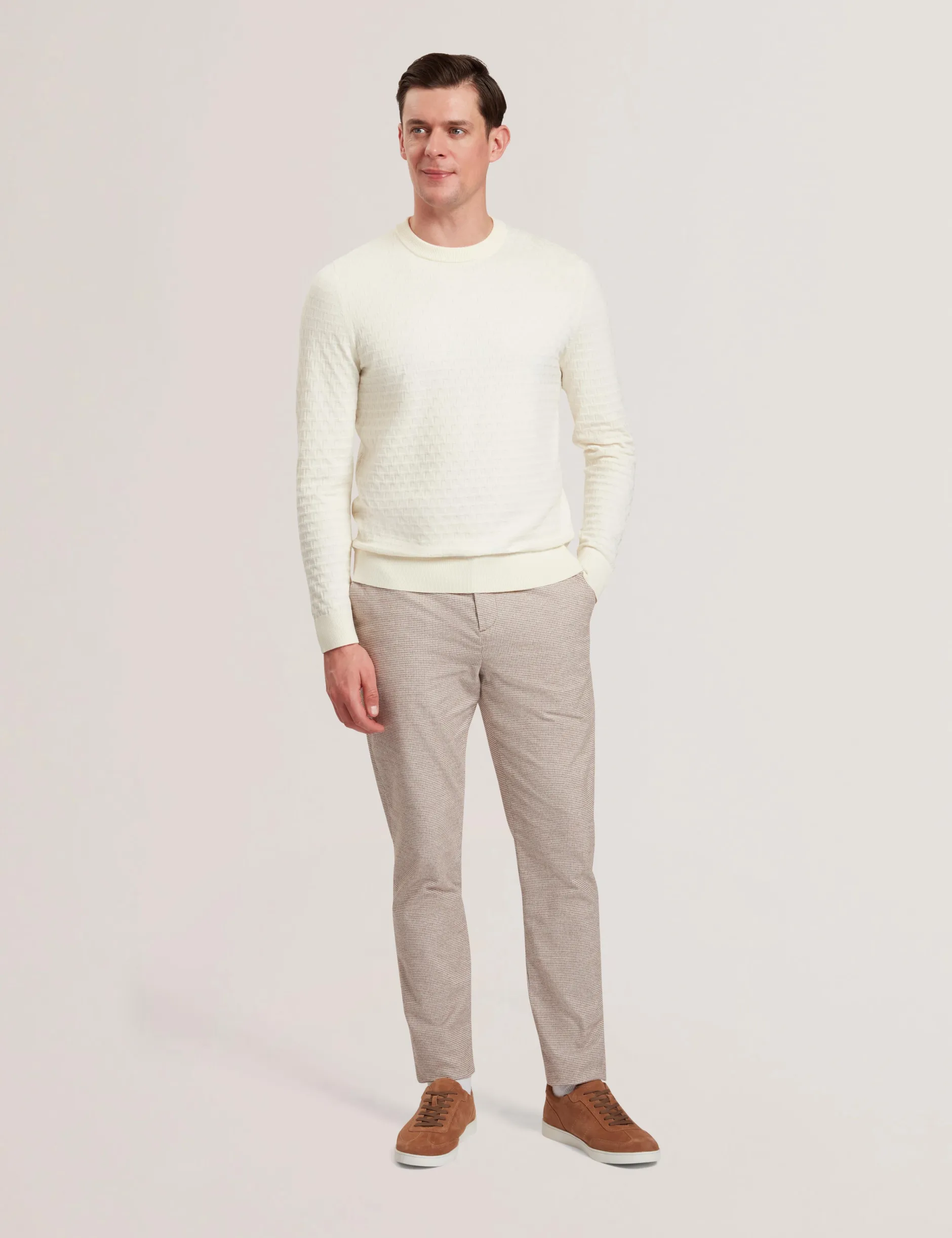 Micro Houndstooth Slim Fit Pants