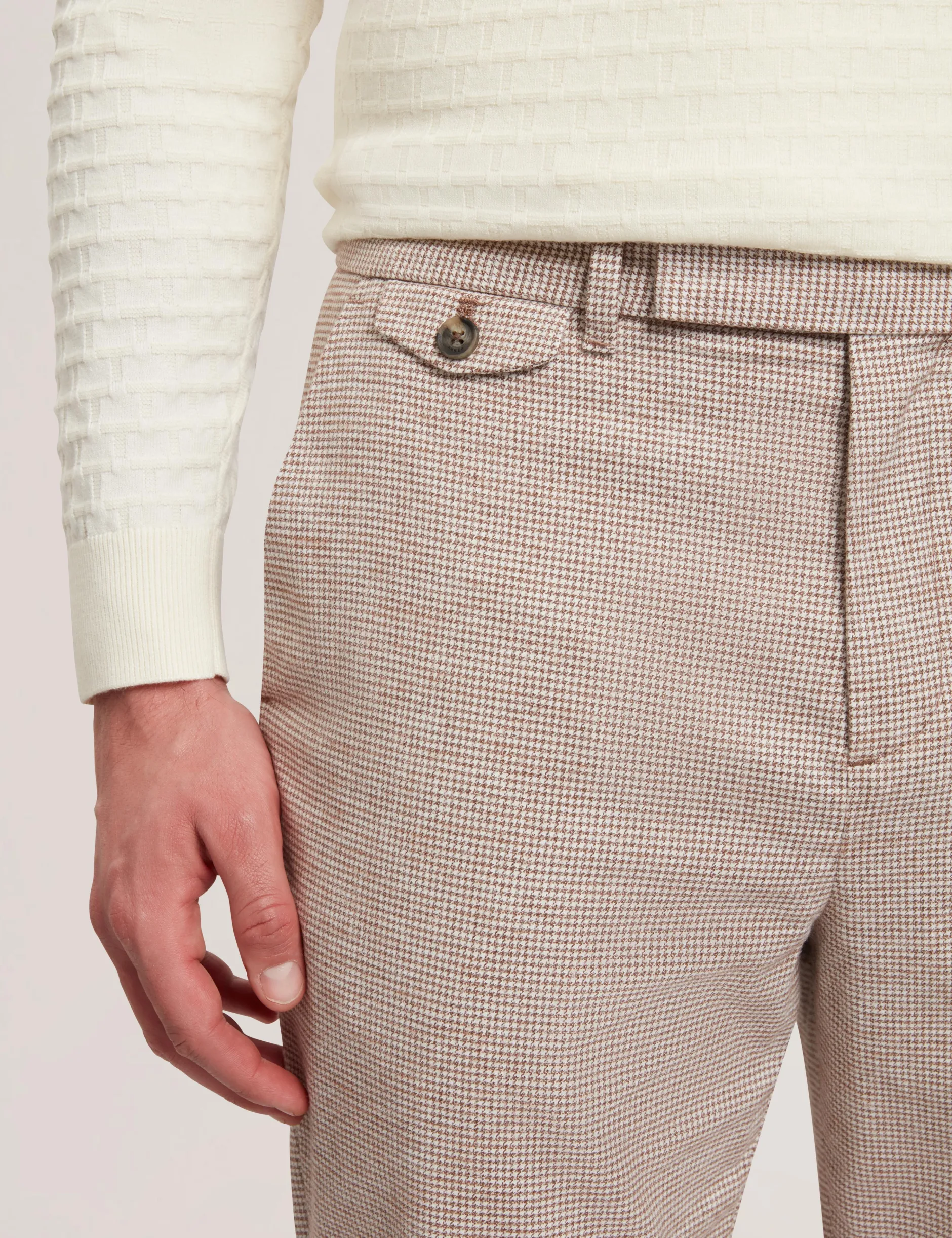 Micro Houndstooth Slim Fit Pants