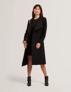 Mid Length Belted Wool Wrap Coat