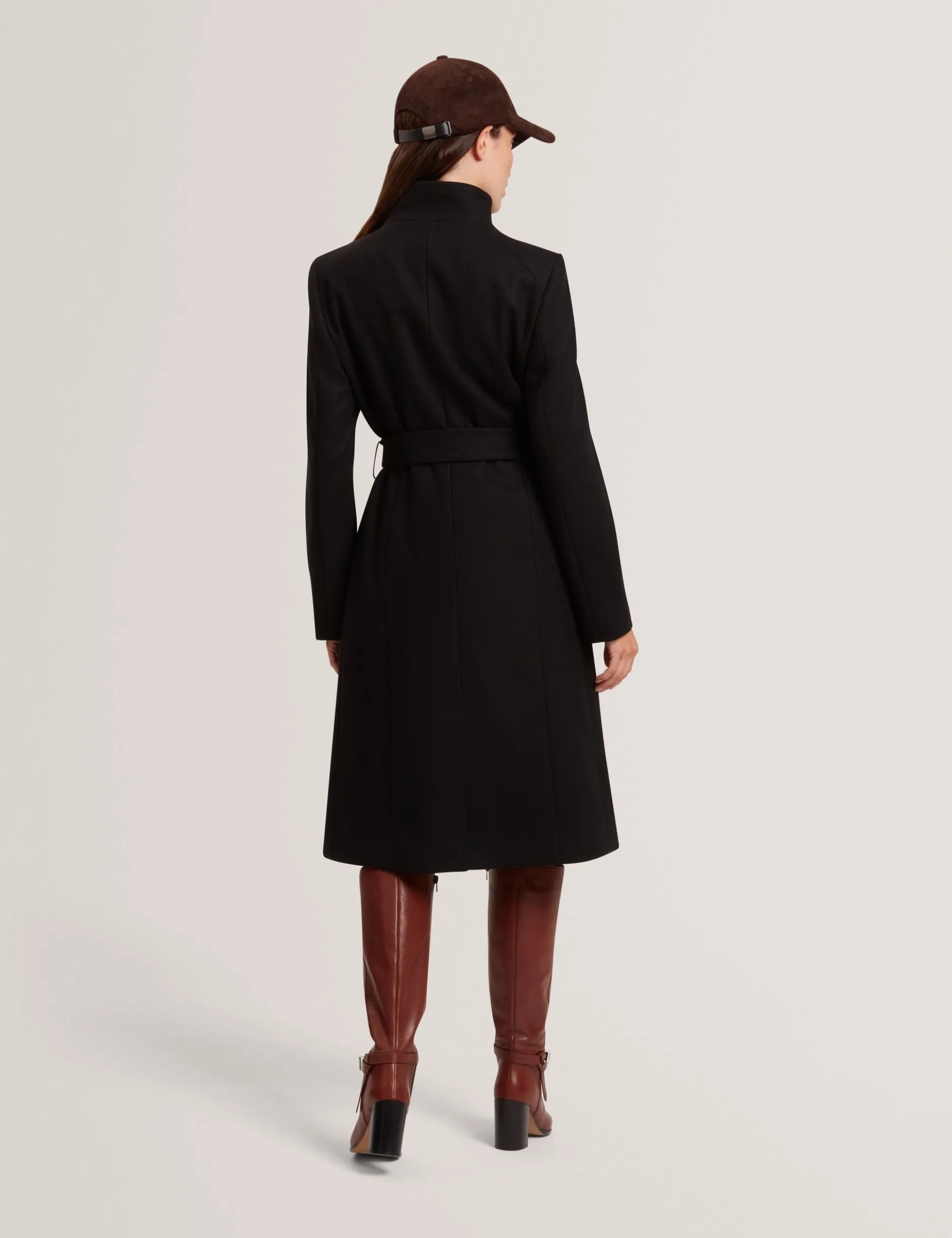 Mid Length Belted Wool Wrap Coat