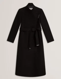 Mid Length Belted Wool Wrap Coat
