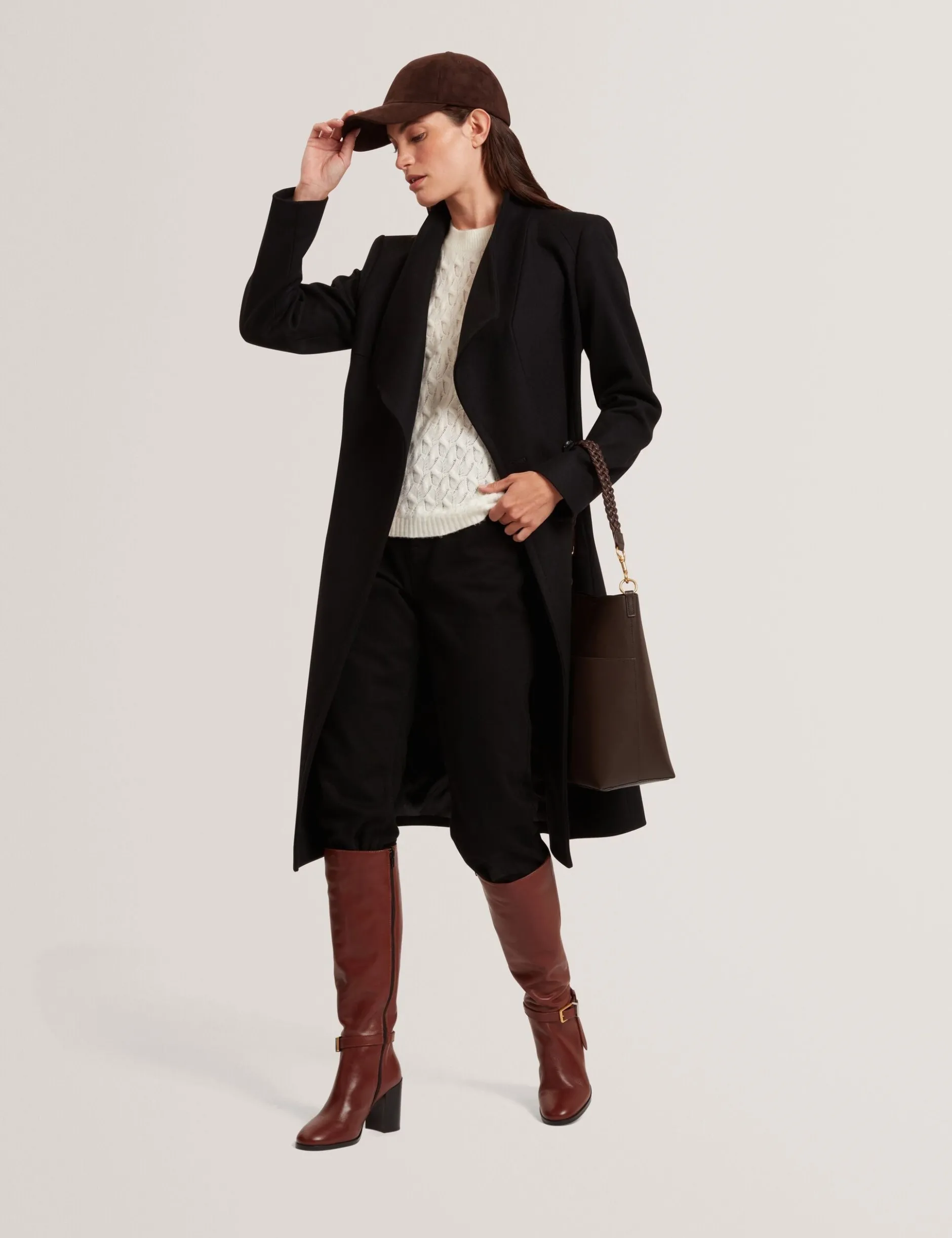 Mid Length Belted Wool Wrap Coat