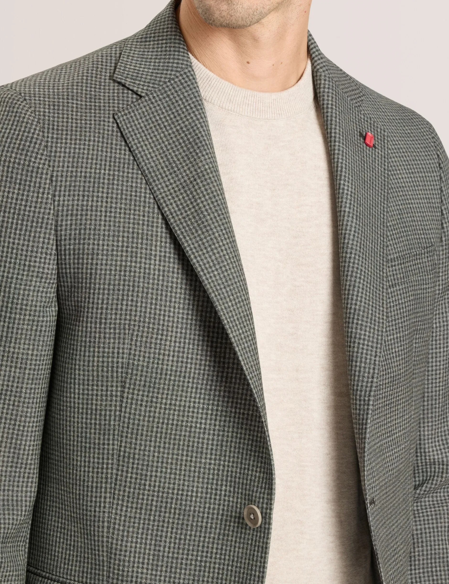 Mini Check Wool Modern Fit Suit Jacket