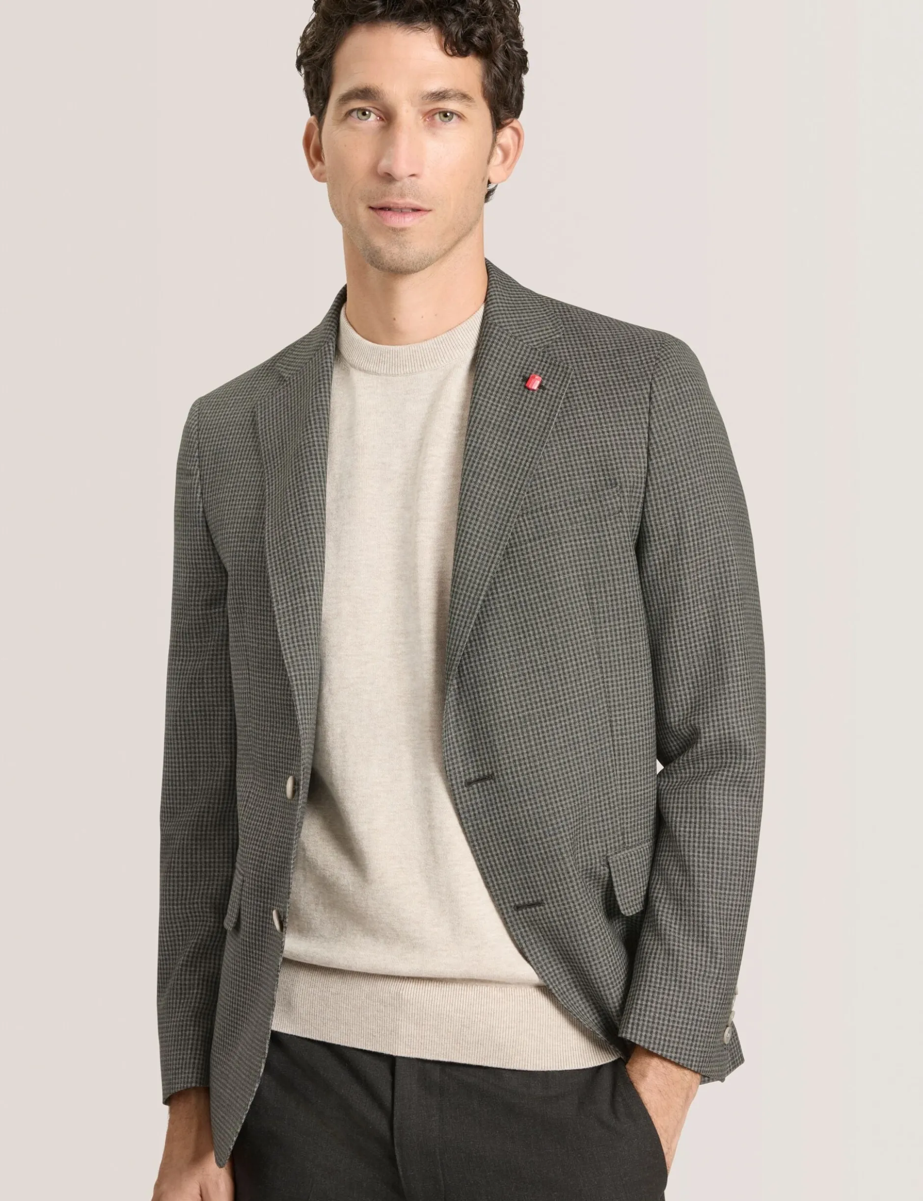 Mini Check Wool Modern Fit Suit Jacket