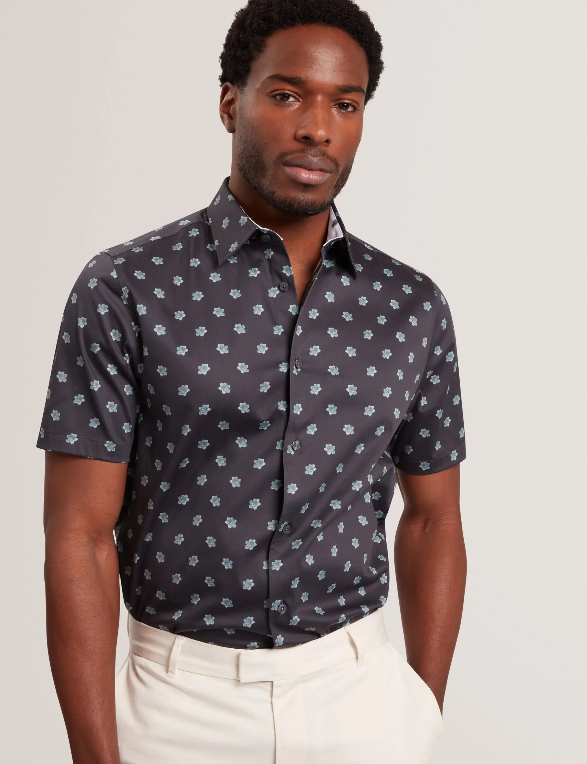 Mini Floral Print Short Sleeve Shirt