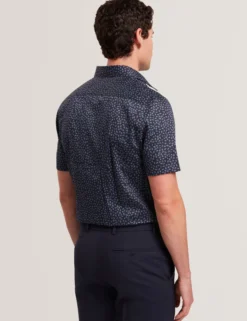 Mini Leaf Print Short Sleeve Cotton Shirt