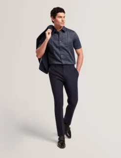 Mini Leaf Print Short Sleeve Cotton Shirt
