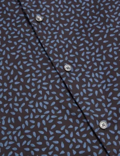 Mini Leaf Print Short Sleeve Cotton Shirt