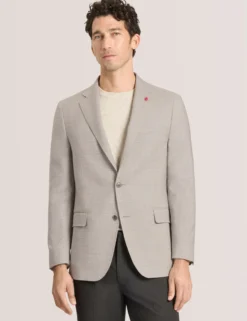 Mixed Plaid Wool Tailored Blazer