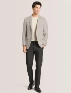 Mixed Plaid Wool Tailored Blazer
