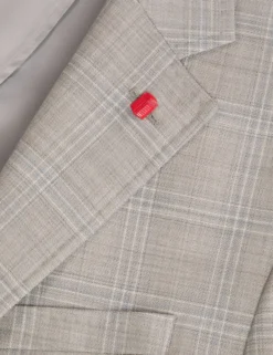 Mixed Plaid Wool Tailored Blazer