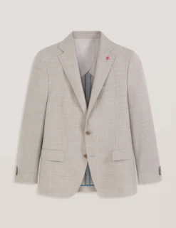 Mixed Plaid Wool Tailored Blazer