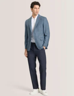 Mixed Plaid Wool Tailored Blazer