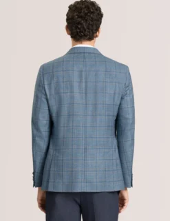 Mixed Plaid Wool Tailored Blazer