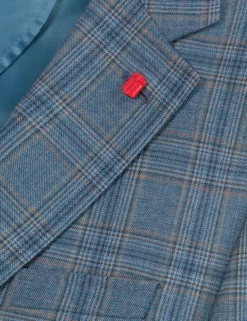 Mixed Plaid Wool Tailored Blazer