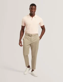 Mixed Texture Cotton Linen Knit Polo