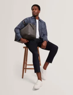 Mixed Weave Stripe Zip-Through Overshirt