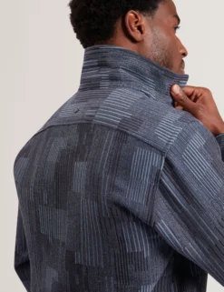 Mixed Weave Stripe Zip-Through Overshirt