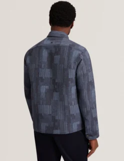 Mixed Weave Stripe Zip-Through Overshirt