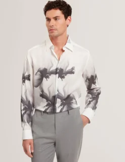 Monochrome Floral Long Sleeve Shirt