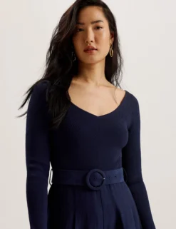 Off Shoulder Belted Wide Leg Jumpsuit