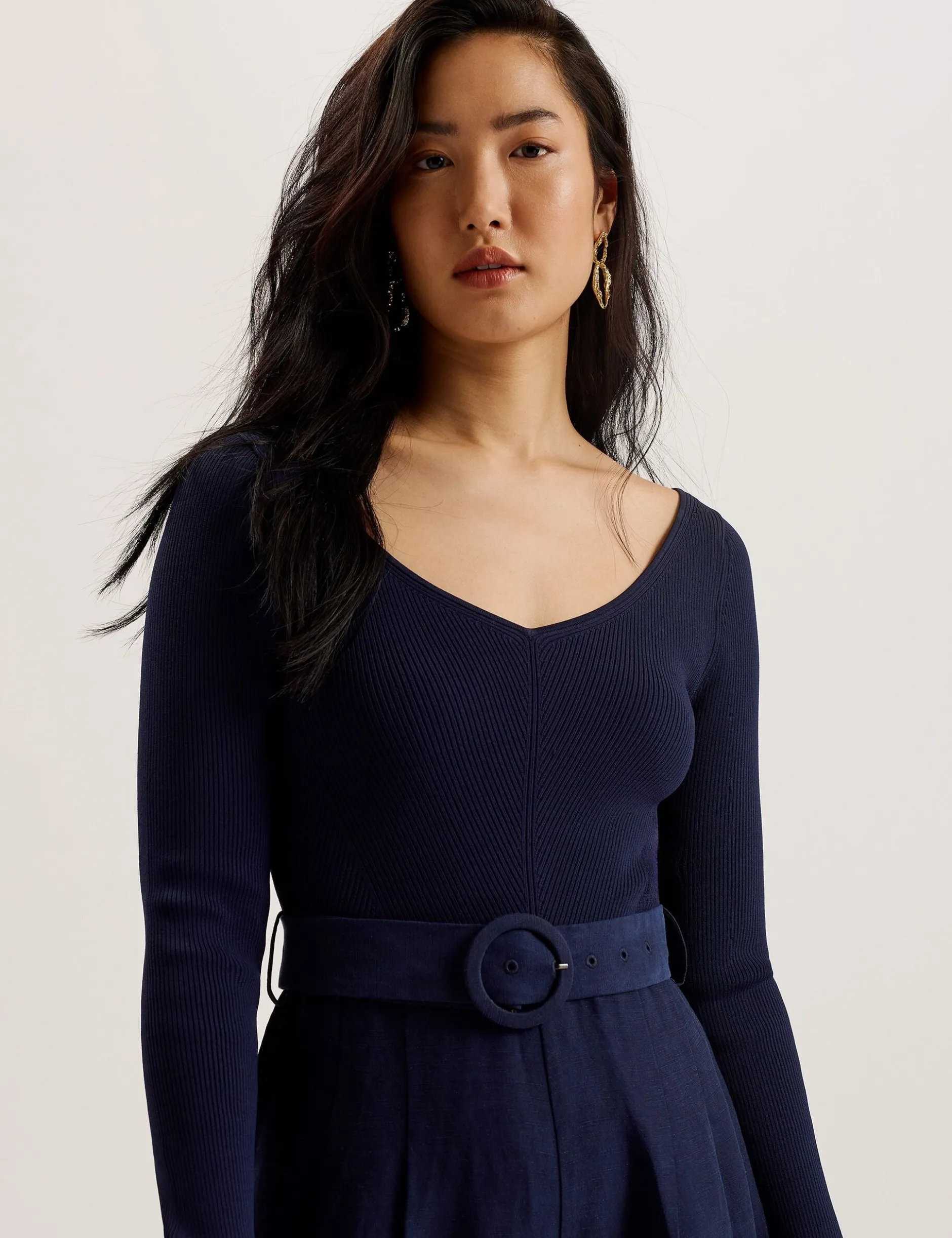 Off Shoulder Belted Wide Leg Jumpsuit