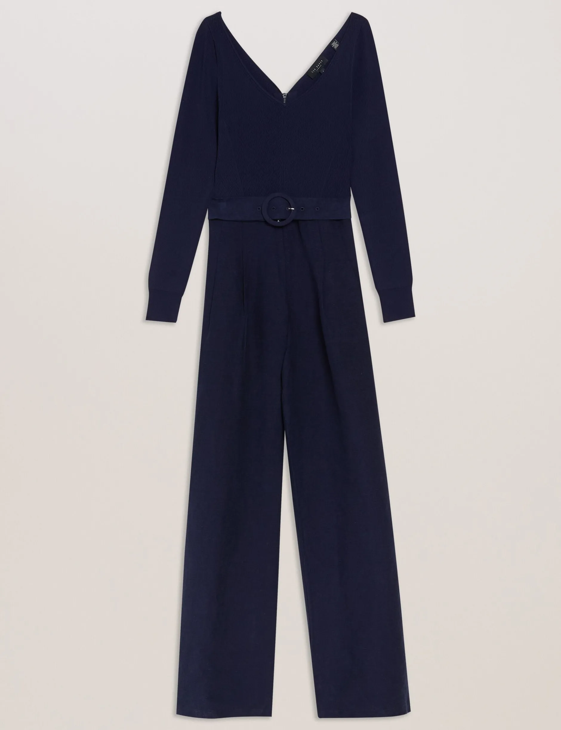 Off Shoulder Belted Wide Leg Jumpsuit