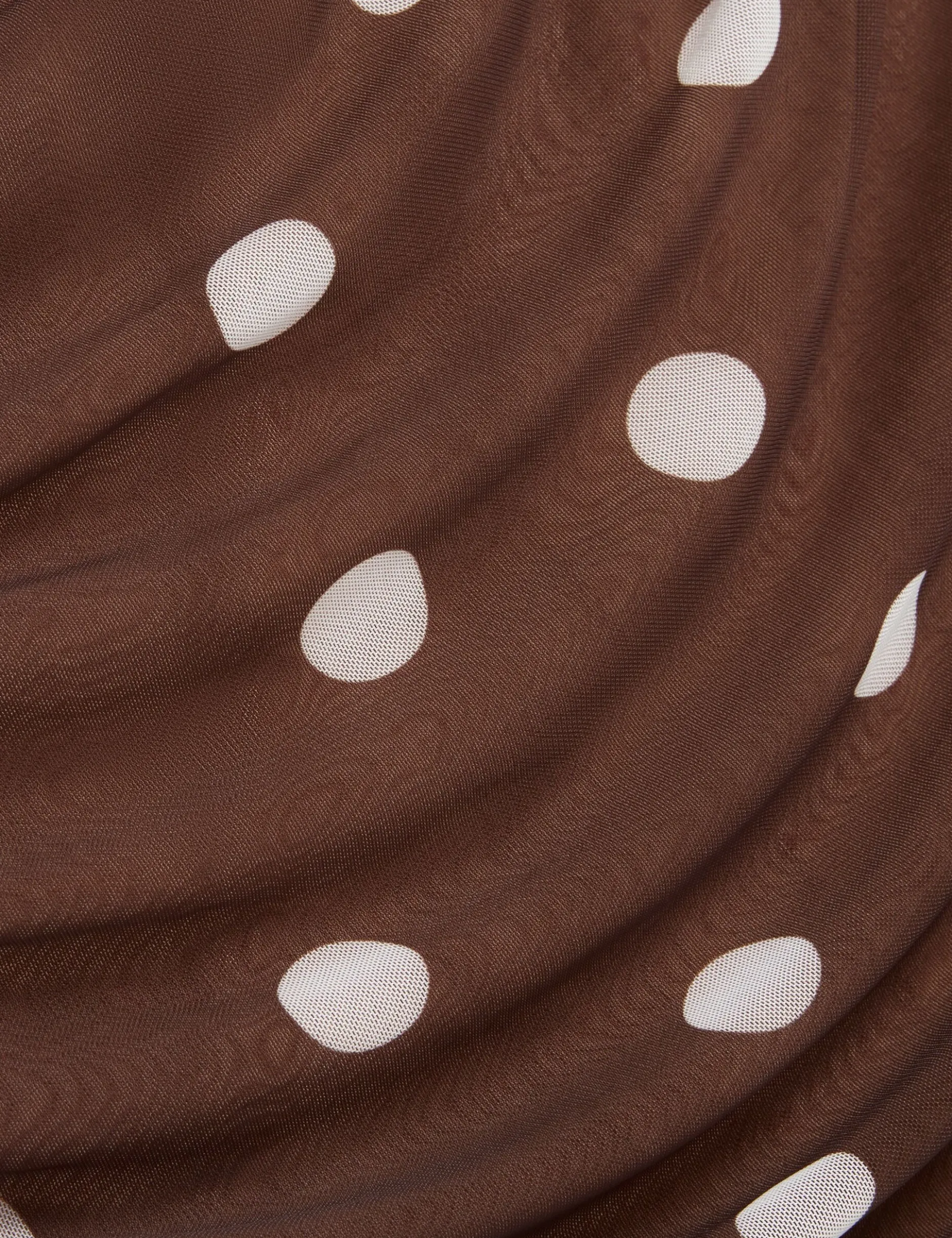 Off-Shoulder Polka Dot Mesh Mini Dress