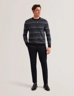 Ombre Jacquard Crew Neck Jumper