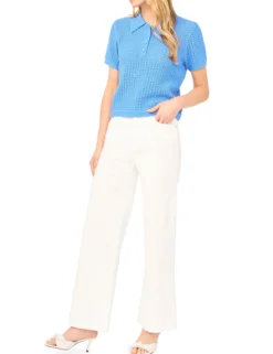 Open Knit Short Sleeve Polo Shirt