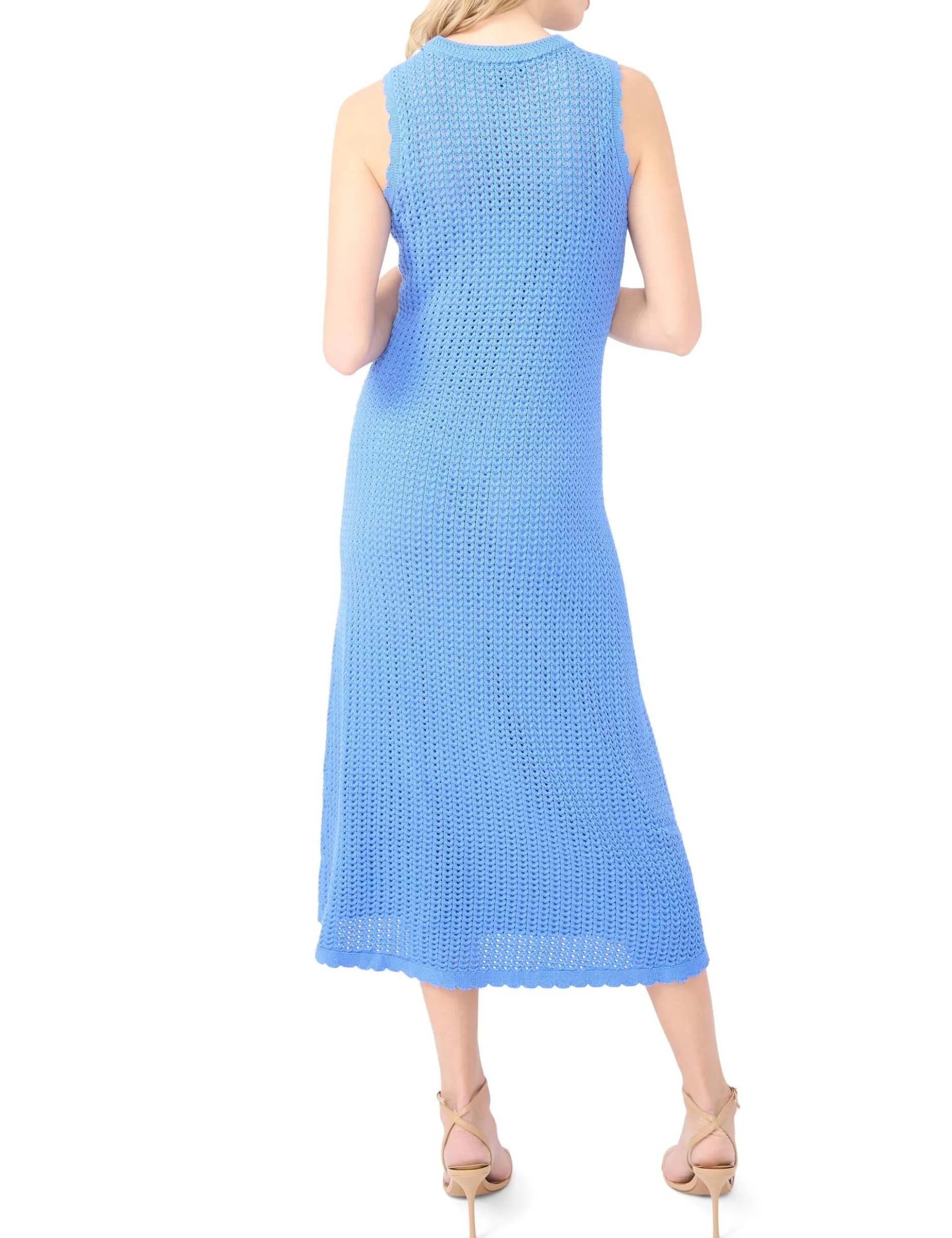 Open Knit Sleeveless Midi Dress