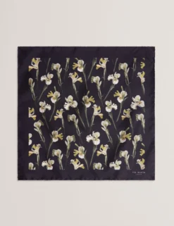Orchid Floral Print Silk Pocket Square