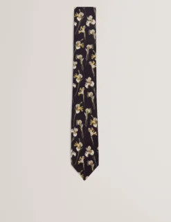 Orchid Floral Print Silk Tie