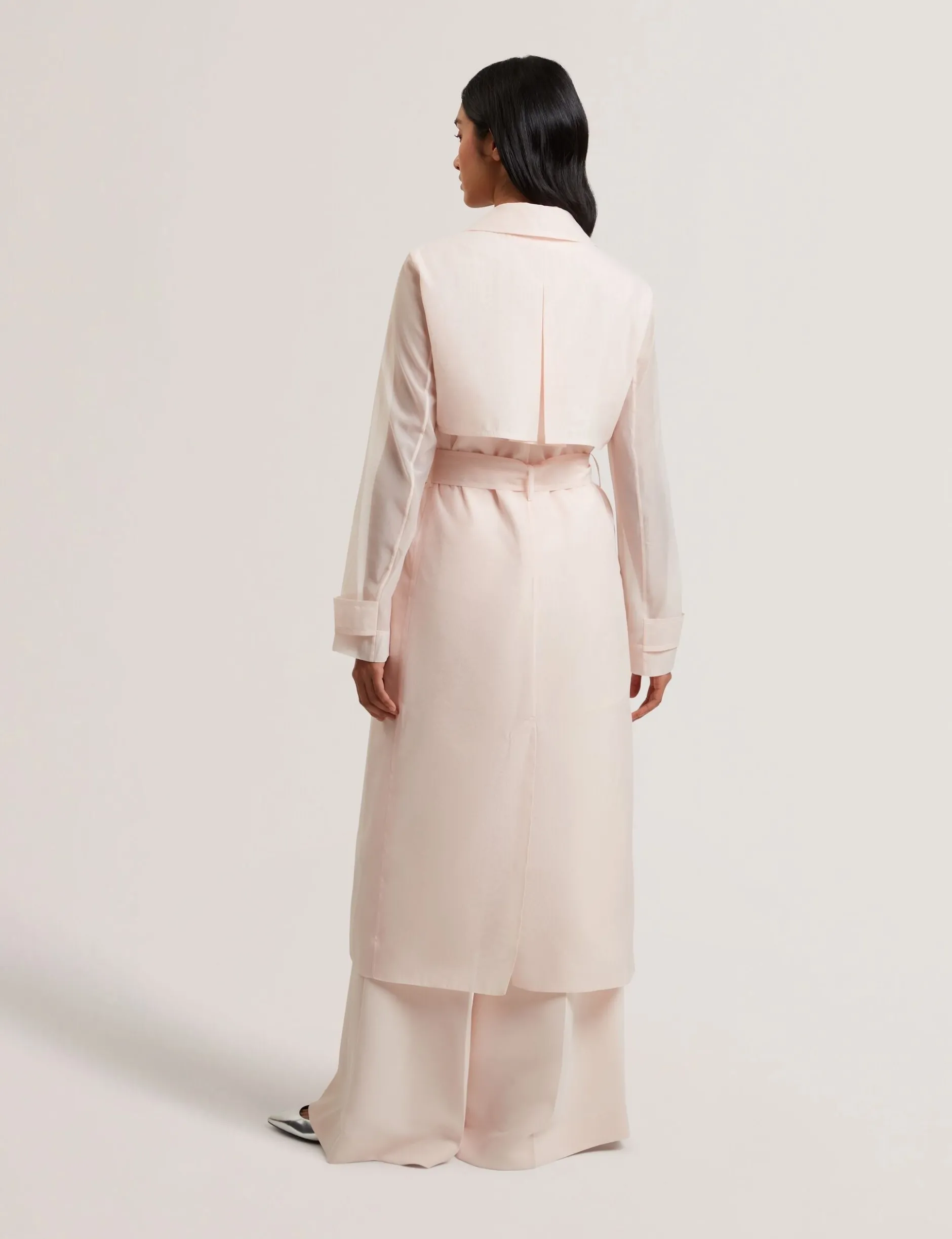 Organza Trench Coat with Storm Flaps