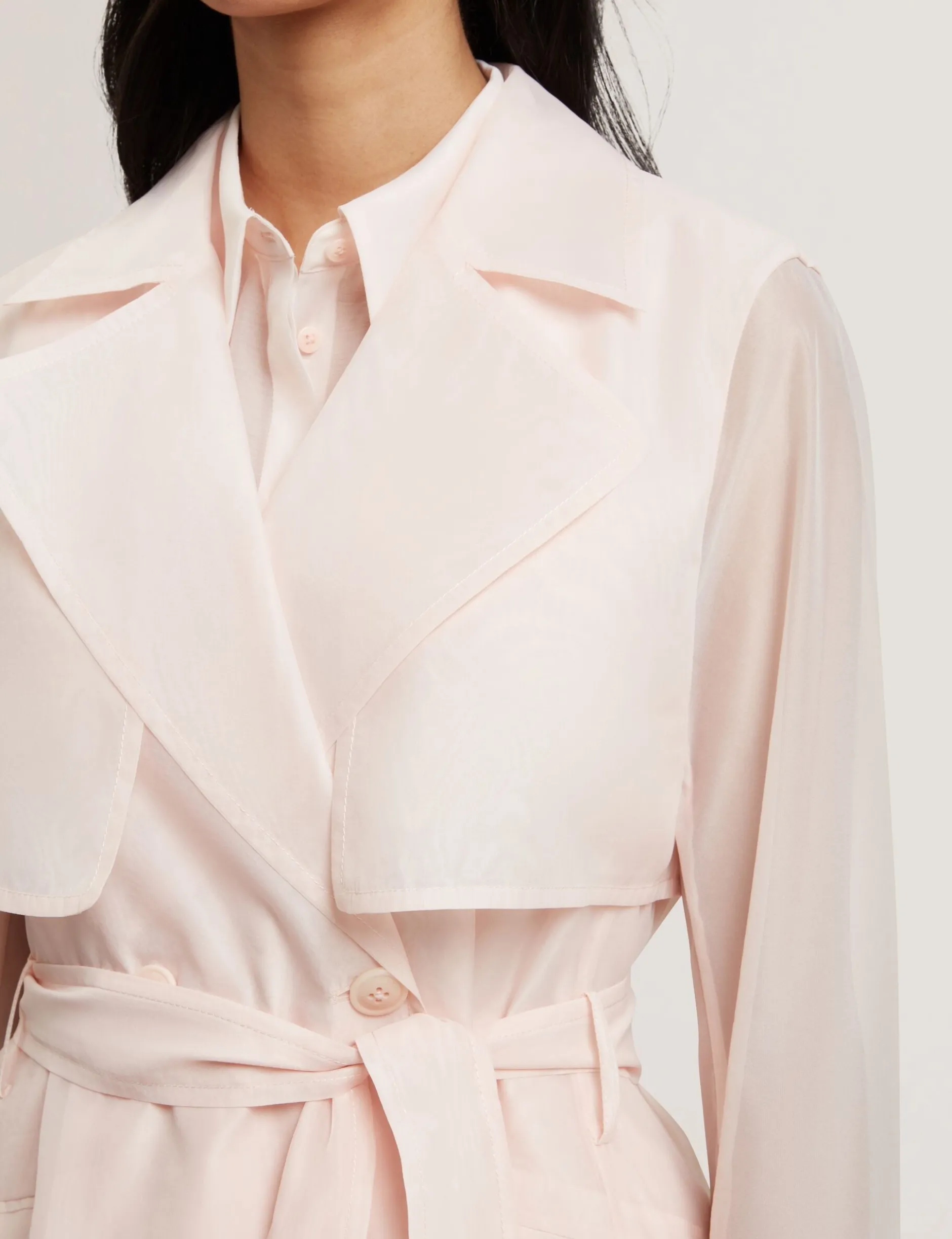 Organza Trench Coat with Storm Flaps