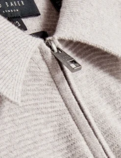 Ottoman Ribbed Knit Zip Neck Polo
