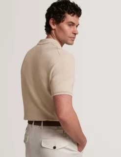 Ottoman Ribbed Knit Zip Neck Polo