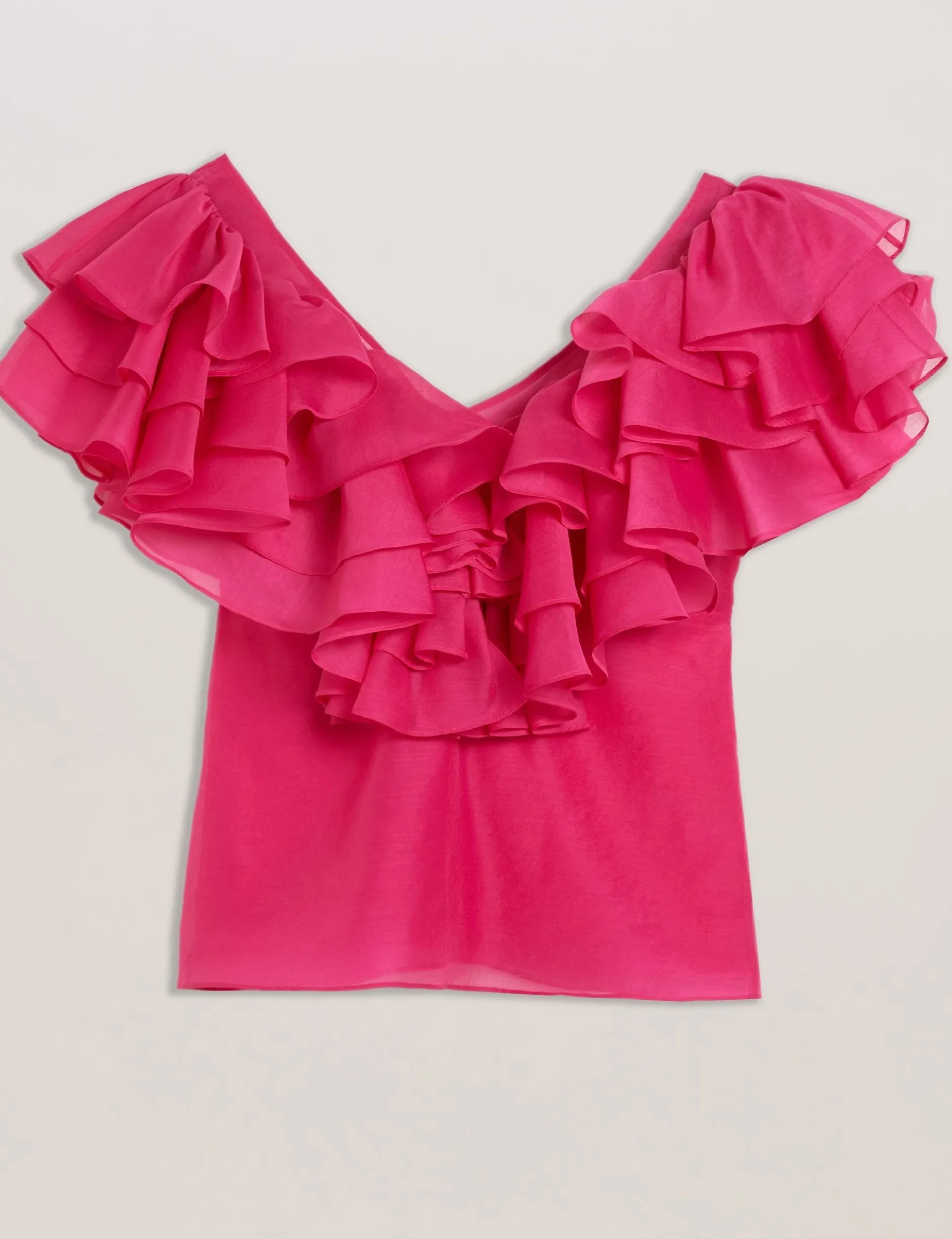 Oversized Frill Trim V-Neck Top