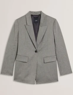 Oversized Herringbone Single Breasted Blazer