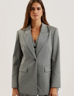 Oversized Herringbone Single Breasted Blazer