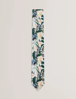 Painted Floral Print Silk Tie