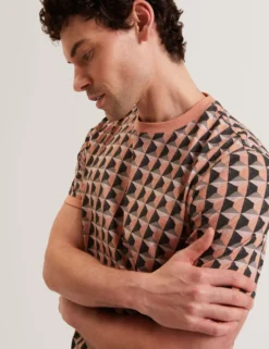 Painted Geo Print Pure Cotton T-Shirt